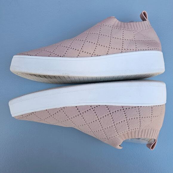 Stretch Knit Sneaker Steve Madden Bequilt Size 8.5 Pink Tan Diamond Quilted - Picture 13 of 13